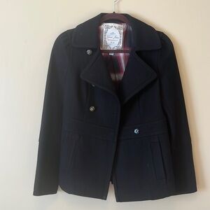GUESS BLACK PEA COAT JACKET DOUBLE BREASTED SMALL